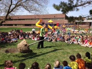 Showing how a tree is planted