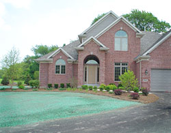 house with hydroseeding blanket